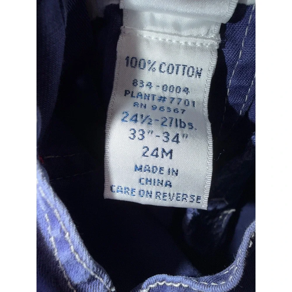 OshKosh Bgosh Baby Boy 24M Navy Blue Cotton Overalls Monster Embroidery 834-0004